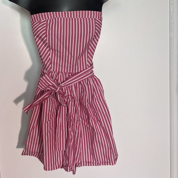Pink and white stripe strapless dress - Picture 1 of 2